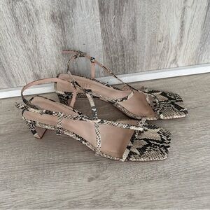 SCHUTZ Snake Print Tan Strappy Block Heel Sandals like NEW